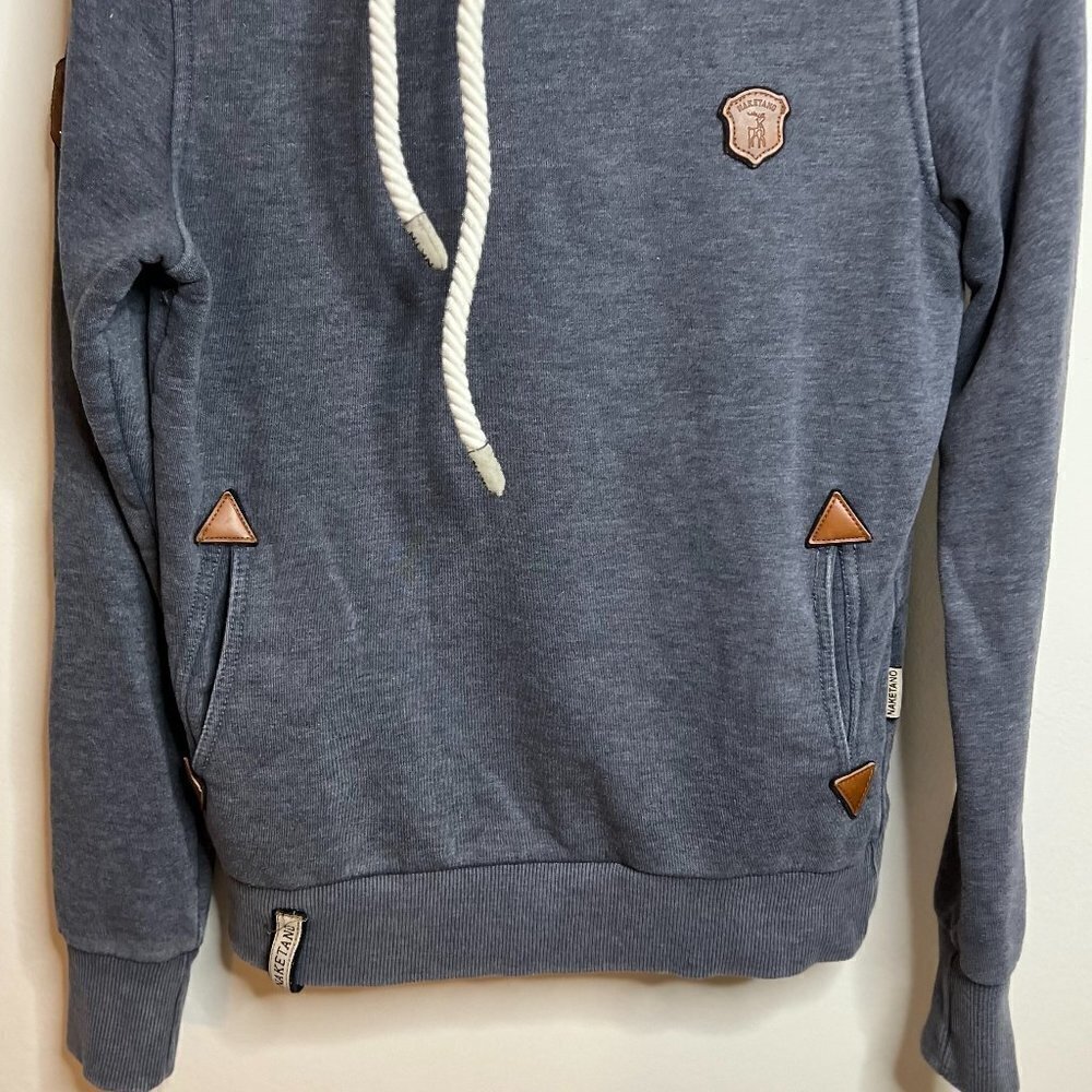 Naketano Medium Gray Color Cowl Neck Tunic Pullover Hoodie Size Medium - Picture 2 of 9